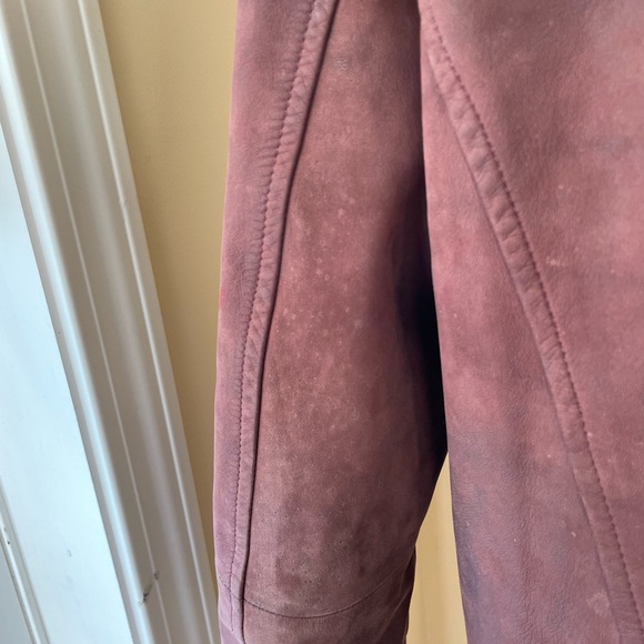 Tahari Maroon Suede Leather Moto Jacket - Picture 8 of 16